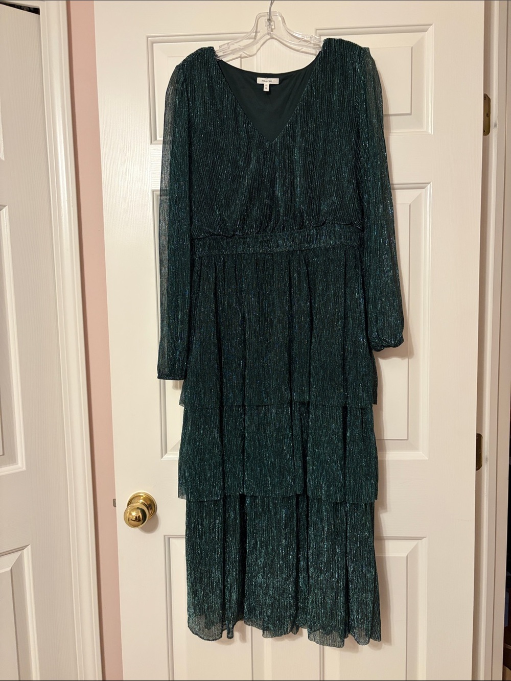 Maurices sparkly tiered dress—green holiday party dress